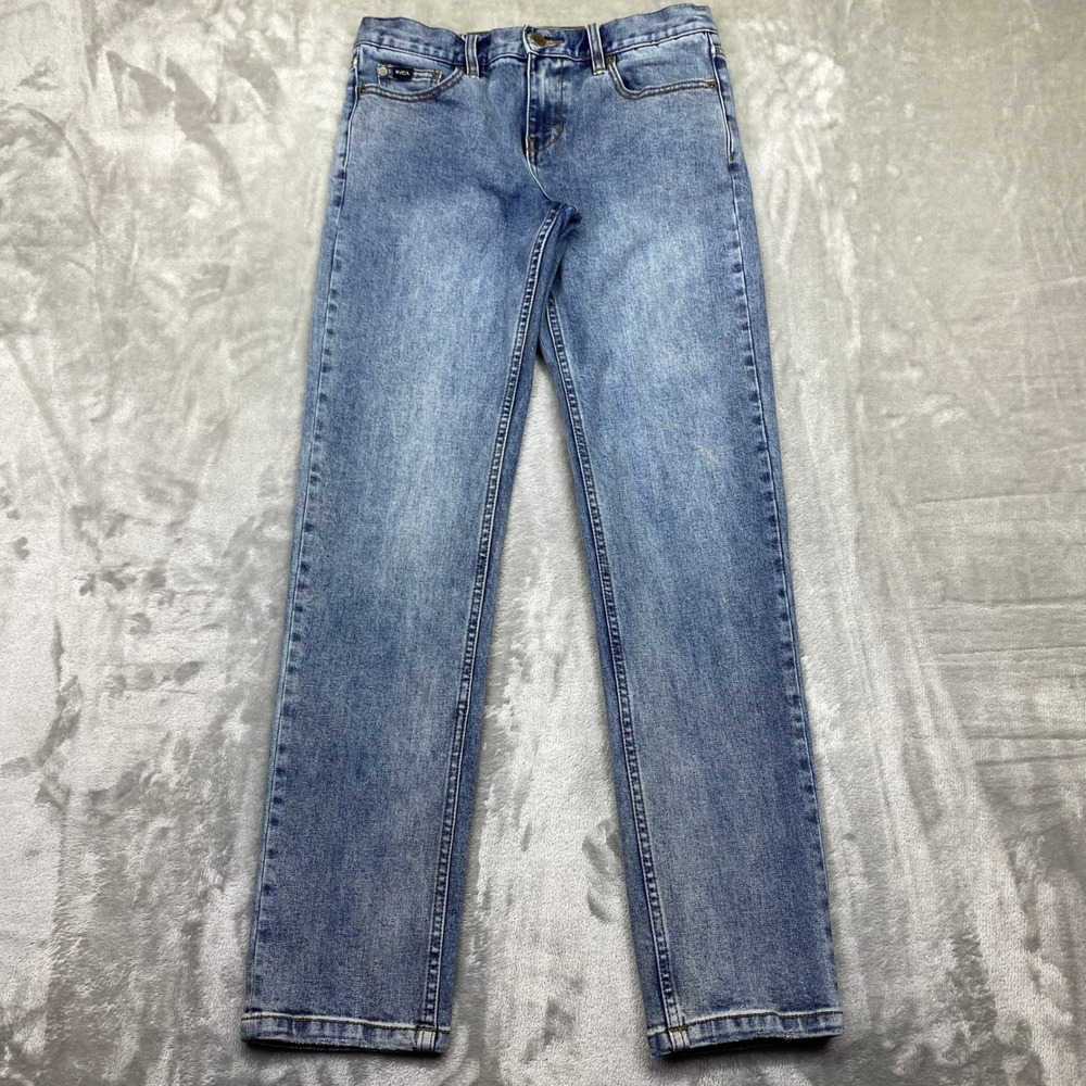 RVCA Boys Daggers Slim Straight Fit Jeans Blue Denim Size 28 Grunge Preppy‎